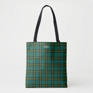 Tote Bag Duffy Clan Tartan Vert Plaid Monogramme