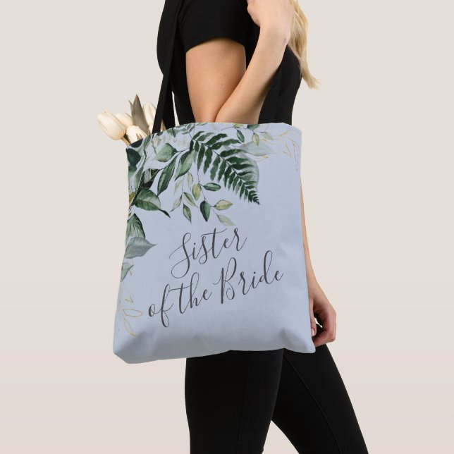 Tote Bag Dusty bleu botanique Soeur du cadeau de la mariée (De près)