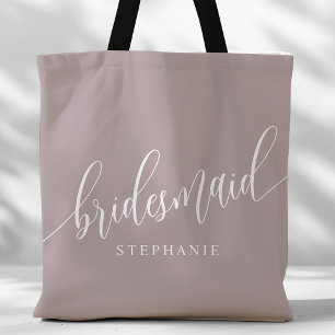 Tote Bag Dusty Lavender Bridesmaid Script moderne
