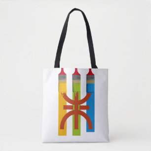 Tote Bag Dyeing brush paint the Amazigh flag