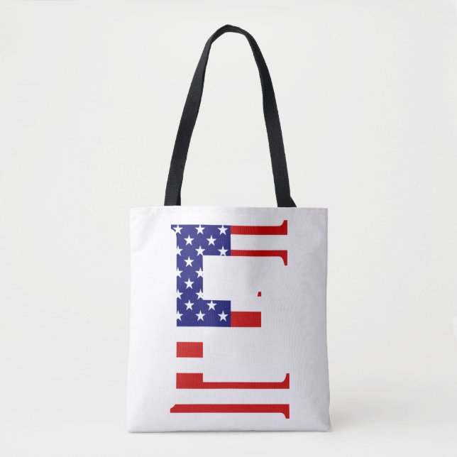Tote Bag E Monogramme superposé sur le pavillon américain (Devant)