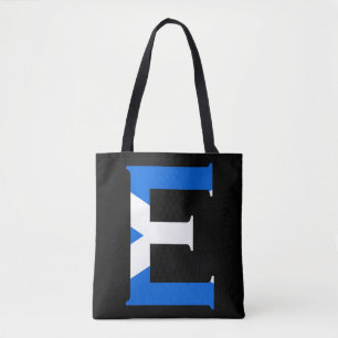 Tote Bag E Monogramme superposé sur le pavillon écossais