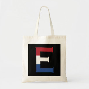 Tote Bag E Monogramme superposé sur NLD Flag sur bk btcn