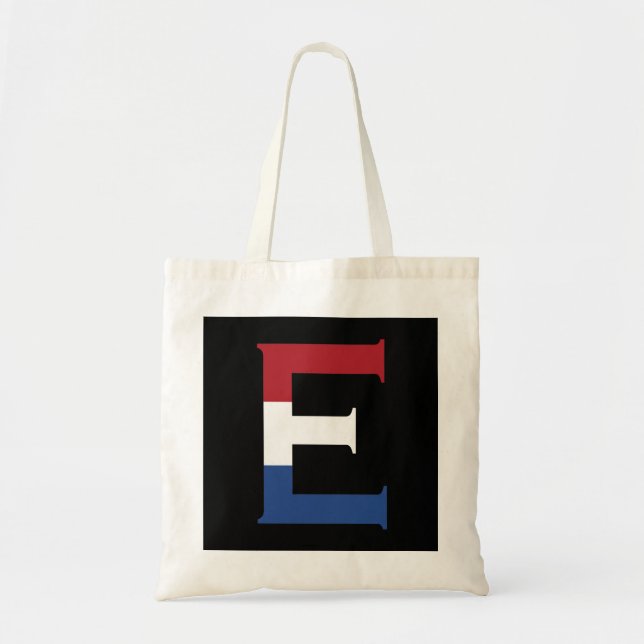 Tote Bag E Monogramme superposé sur NLD Flag sur bk btcn (Devant)