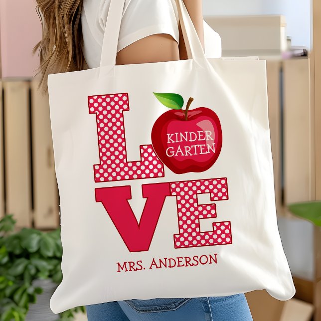 Tote Bag Eacher Apple Love Nom Personnalisé Et Catégorie (Créateur téléchargé)