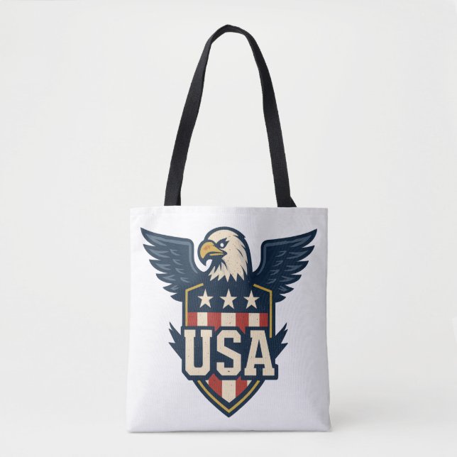 Tote Bag Eagle Crest des États-Unis — Bouclier du drapeau V (Devant)
