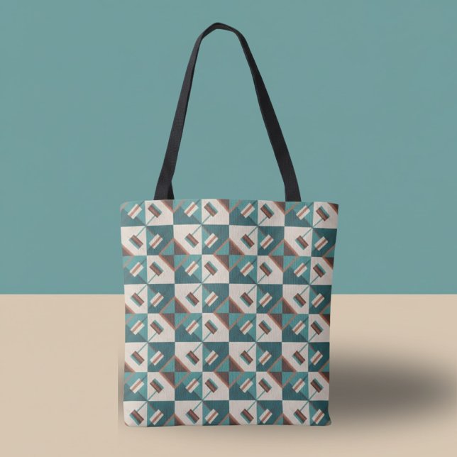 Tote Bag Earth Grid Teal and Brown Tote (Créateur téléchargé)