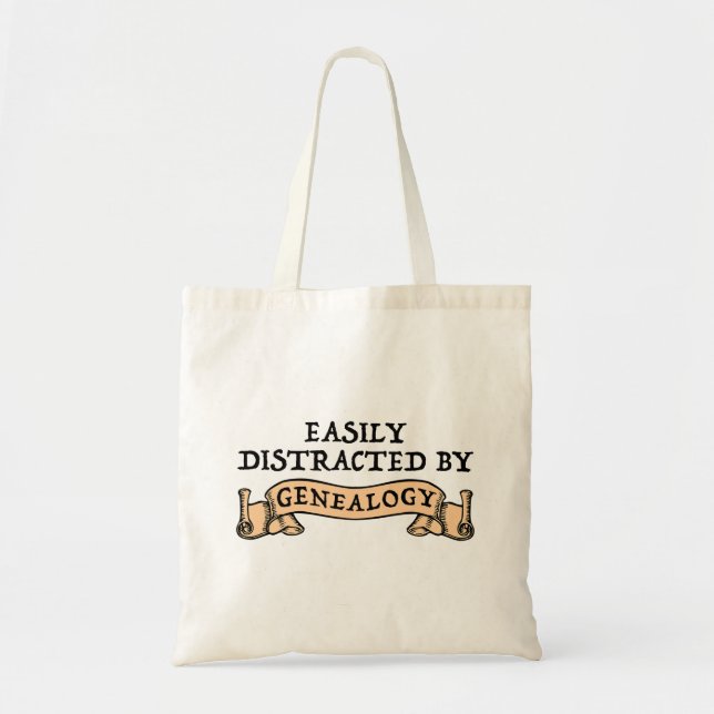 Tote Bag Easily Distracted By Genealogy (Devant)