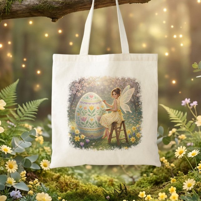 Tote Bag Easter Fairy Painting Egg Spring (Créateur téléchargé)