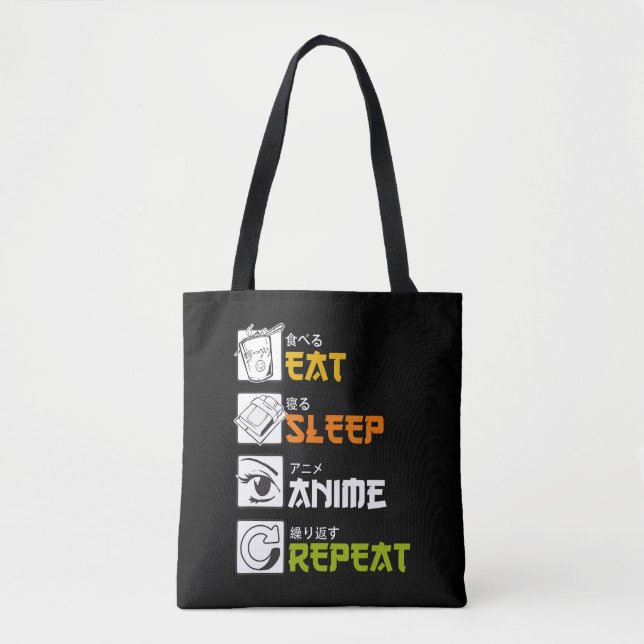 Tote Bag Eat Sleep Anime Repeat Venin Idea Cosplayer (Devant)