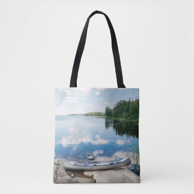 Tote Bag Eau | Canot sur le lac Suède (Devant)