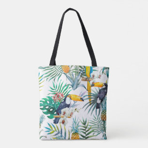 Tote Bag Eau tropicale estivale Ananas Parrot Oiseau