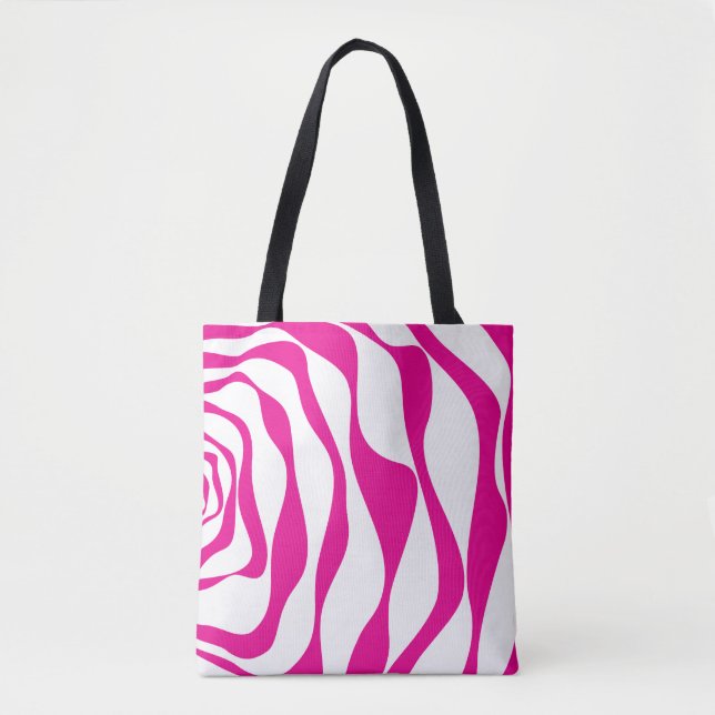 Tote Bag Ebb et flux 4 en Magenta et Blanc (Devant)