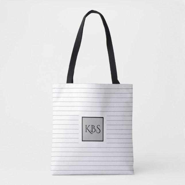 Tote Bag Écarts gris chic avec monogramme (Devant)