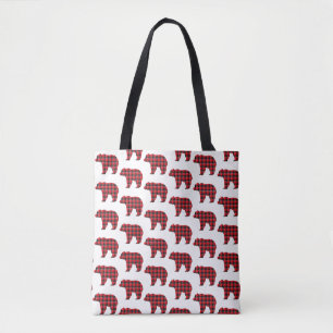 Tote Bag Écharpe carreautée en forme d'ours rouge noir Buff