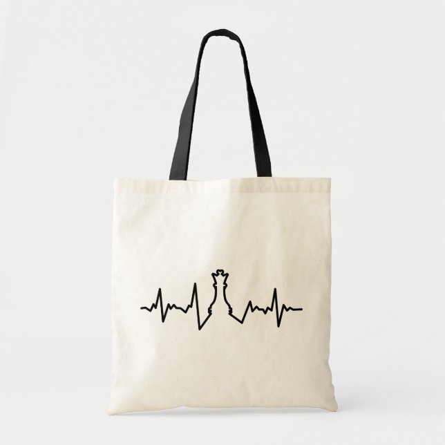 Tote Bag Échecs Lover Heart Beat Pulse Queen Jeu Pièce (Devant)