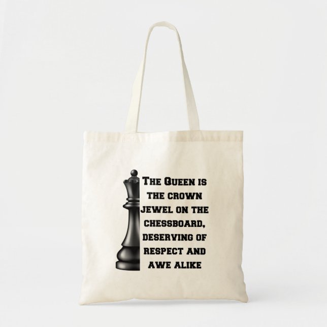 Tote Bag Échecs Queen Black White Power Stratégie de respec (Devant)