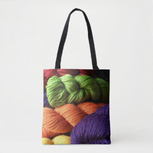 Tote Bag Écheveaux verts, oranges, et pourpres de fil