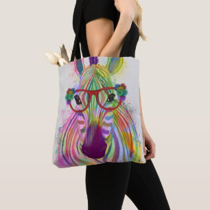 Tote Bag Éclaboussure d'arc-en-ciel de zèbre