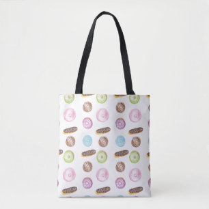 Tote Bag Éclairs Donuts Aquarelle Amusant Caprice Sucré