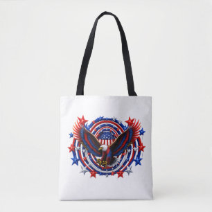 Tote Bag Éclatement Aigle Patriotique – Rouge Blanc & Bleu