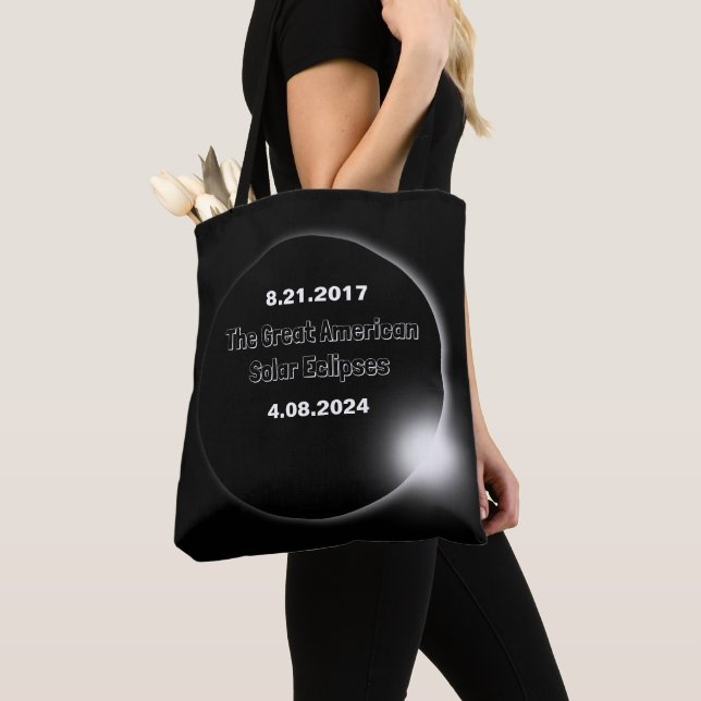 Tote Bag Éclipse solaire double datée 2024 & 2017 (De près)