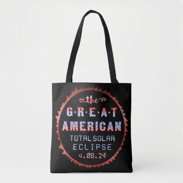 Tote Bag Éclipse solaire totale des États-Unis 8 avril 2024 (Devant)