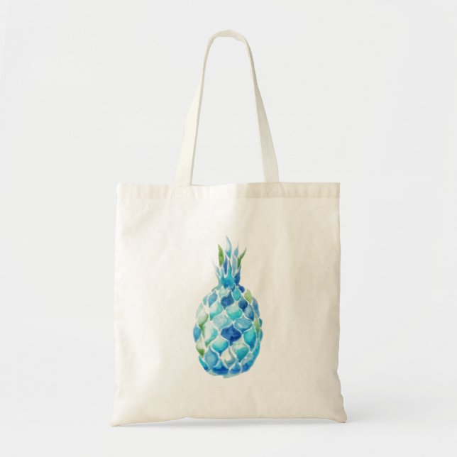 Tote Bag Eco Fourre-tout amical avec l'ananas bleu (Devant)