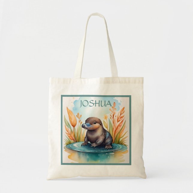 Tote Bag Ecole d'aquarelle animale australienne de Platypus (Devant)