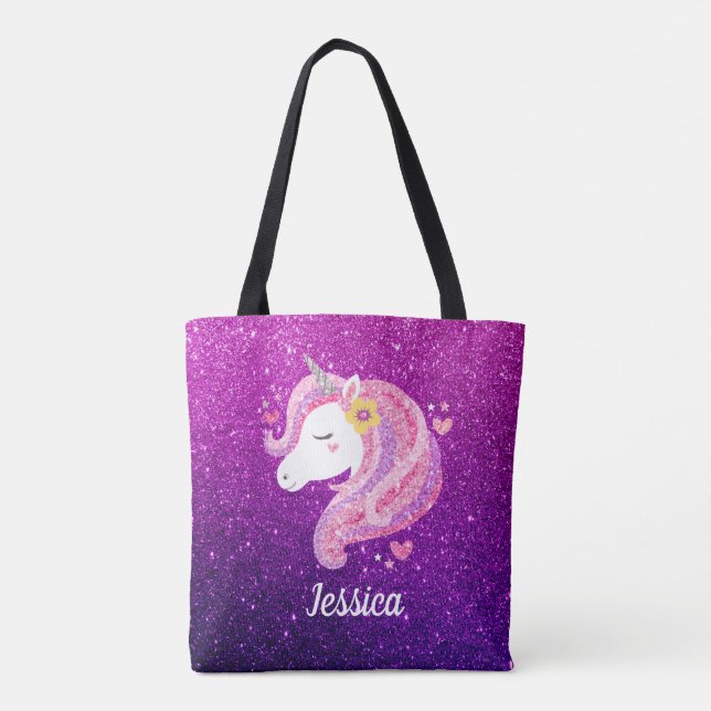 Tote Bag École de filles Unicorn Cute personnalisée (Dos)