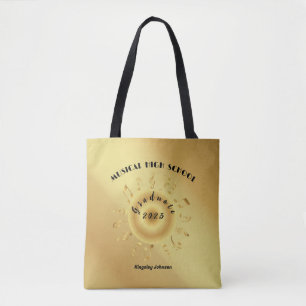 Tote Bag École de musique élégante Graduation faux or