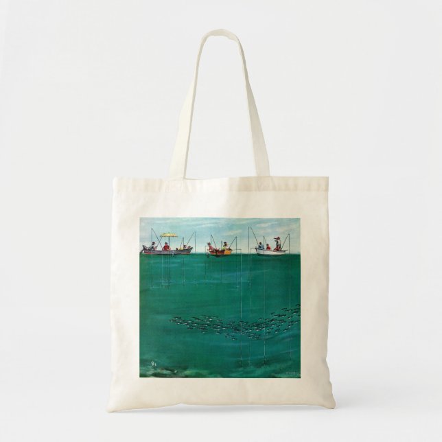 Tote Bag École de poissons parmi les lignes par Thornton Ut (Devant)