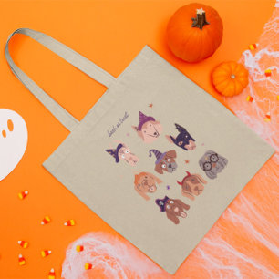 Tote Bag Écorce ou traiter les chiens d'Halloween en costum