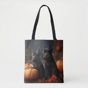 Tote Bag Écossais Terrier Chiot Automne Citrouille délice