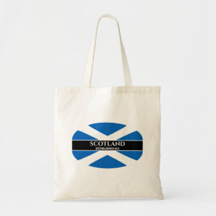 Tote Bag Écosse Établi 843 Blue Saltire White Text