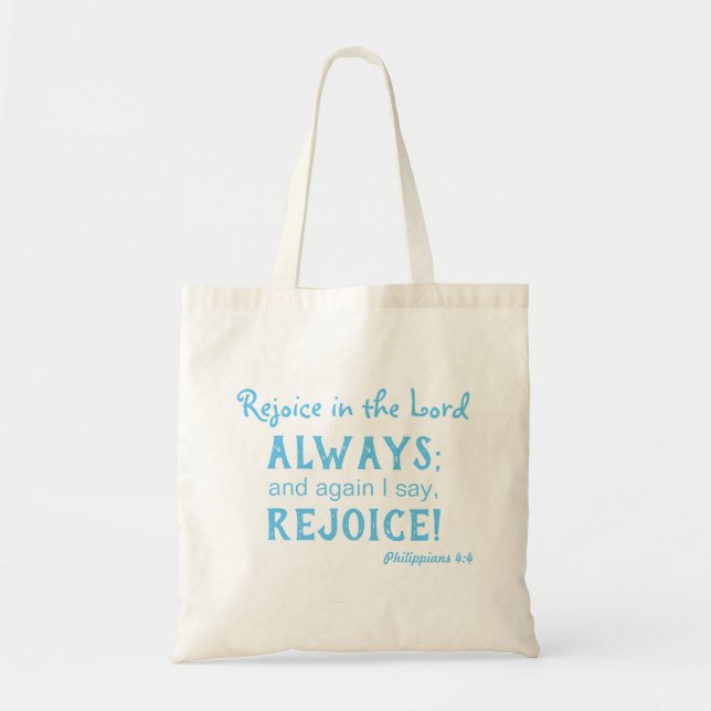 Tote Bag Écriture branchée Réjouissez-vous dans le Seigneur (Devant)
