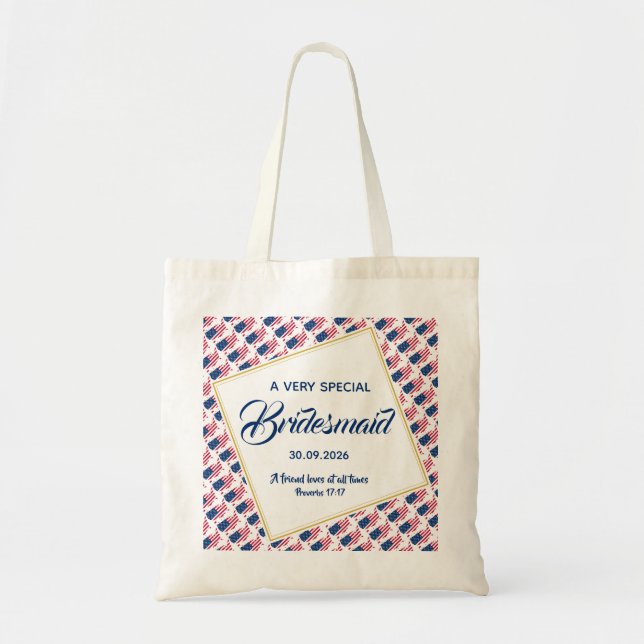 Tote Bag Écriture chrétienne USA AMERICA Bridesmaid Mariage (Devant)