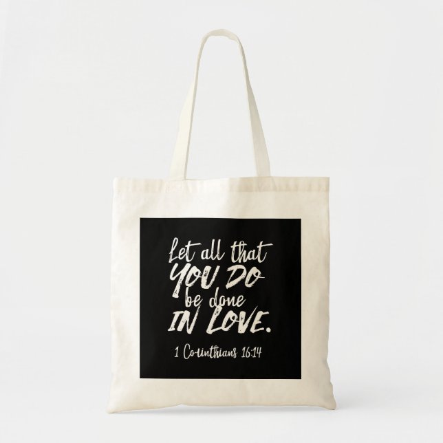 Tote Bag Écriture d'Amour Inspirationnelle - 1 Corinthiens  (Devant)