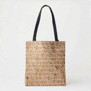 Tote Bag écriture grecque ancienne ciselée sur pierre