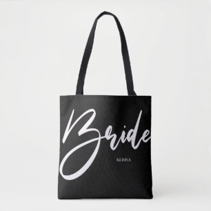Tote Bag Écriture manuscrite blanche et calligraphie noire