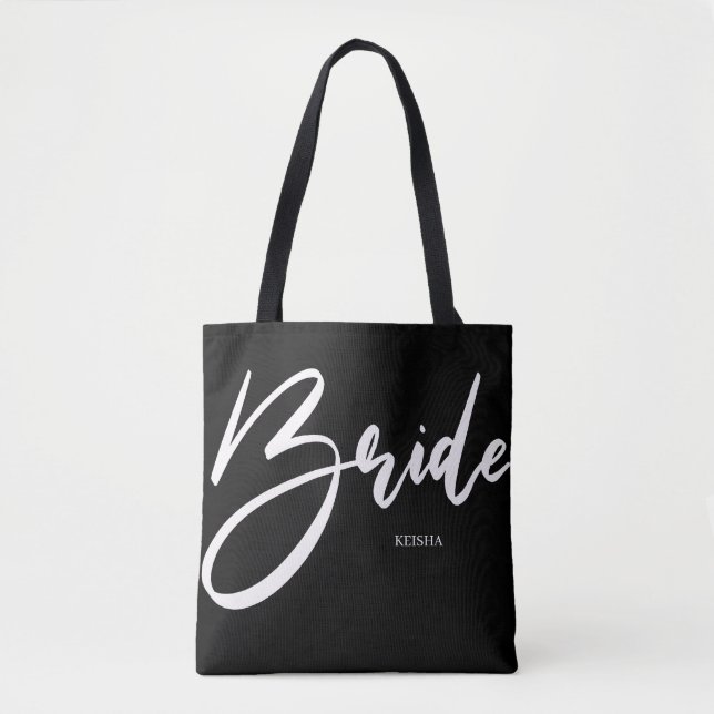 Tote Bag Écriture manuscrite blanche et calligraphie noire (Devant)