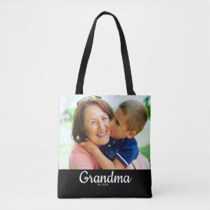 Tote Bag Écriture noire Grand-mère établie 