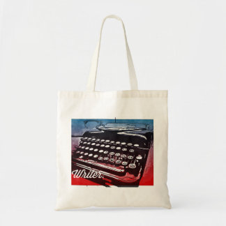 Tote Bag Écrivain avec Typewriter Blue Red Pop Art