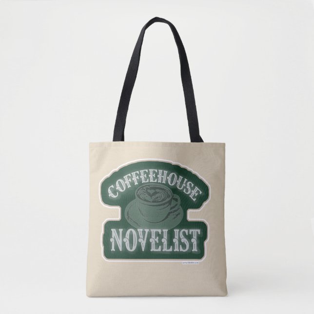 Tote Bag Écrivains romanciers Coffeehouse Illustré Slogan (Devant)
