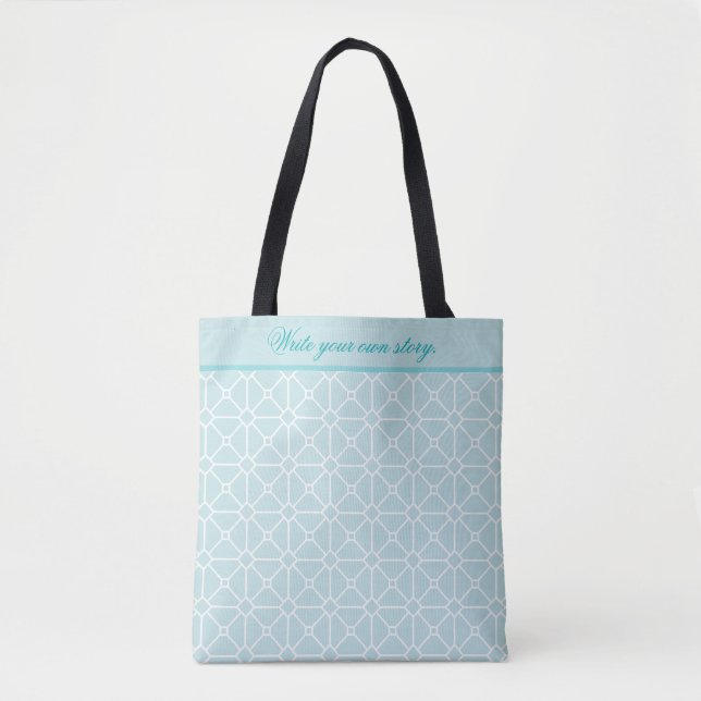 Tote Bag Écrivez votre propre histoire Turquoise et Motif b (Devant)