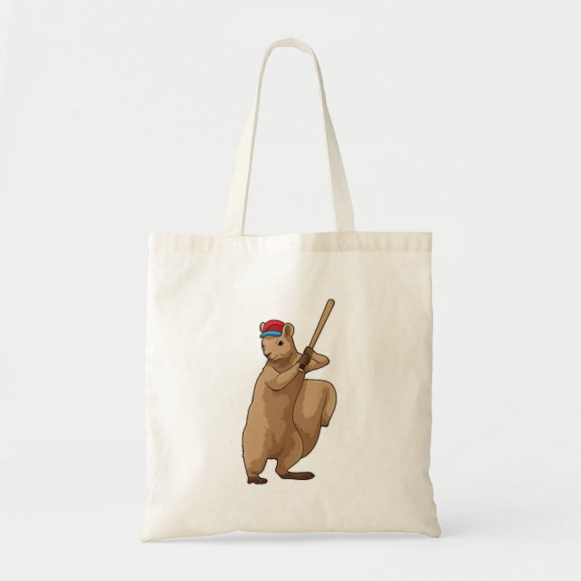 Tote Bag Écureuil au baseball avec batte de baseball (Devant)