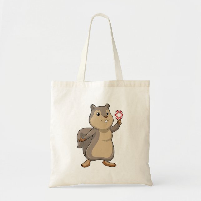 Tote Bag Écureuil au Poker avec des jetons de Poker (Devant)