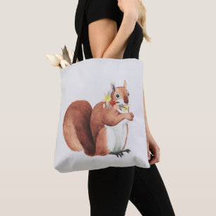 Tote Bag Écureuil de forestier de couronne de fleur