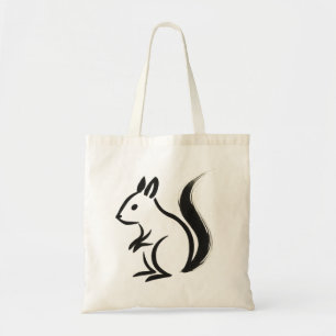 Tote Bag Écureuil minimaliste - Animal à pinceau d'encre su