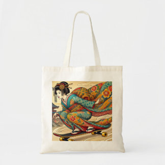 Tote Bag Edo Beauty on Skateboard - Ukiyo-e Style